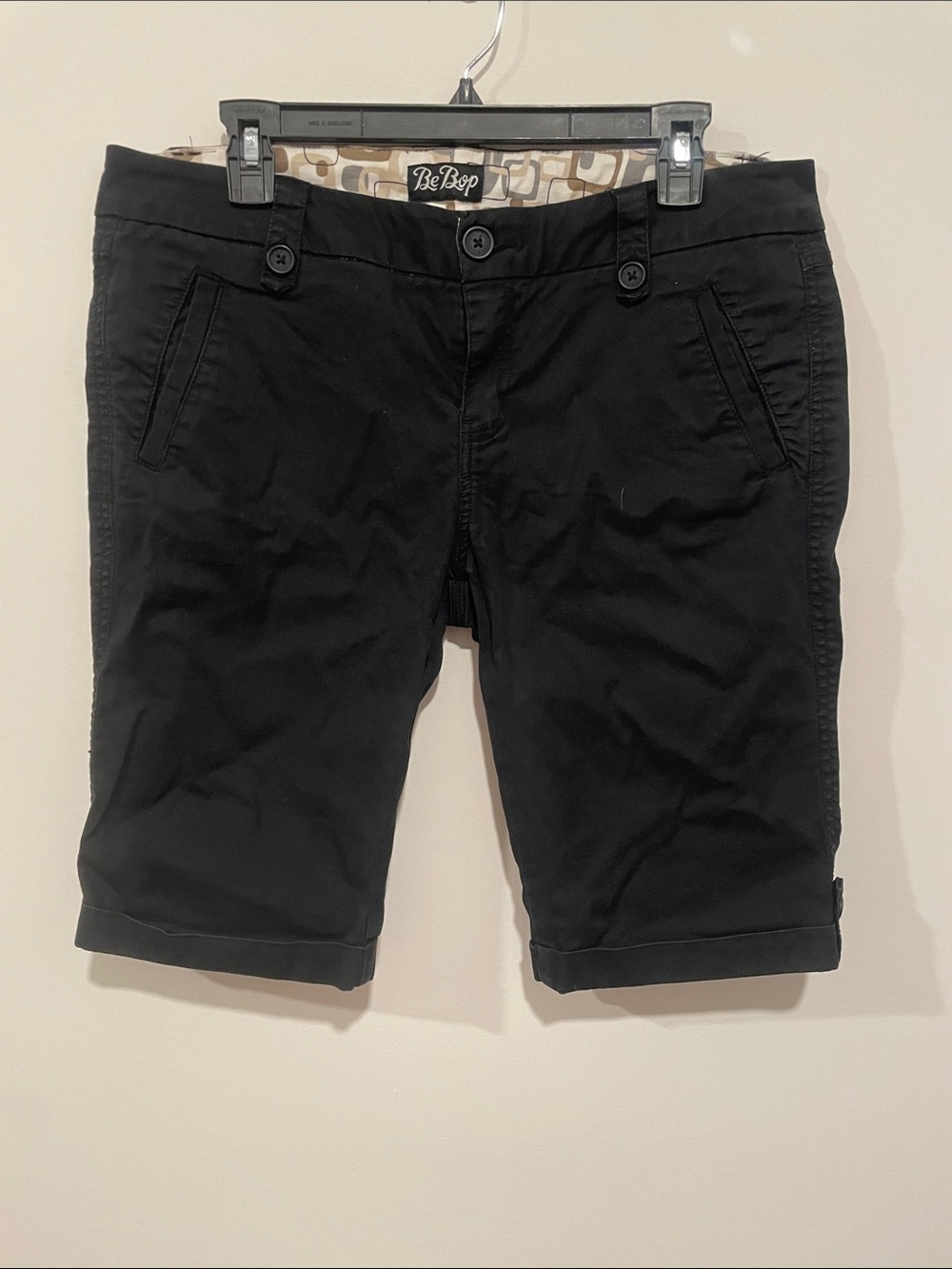 BeBop Black Casual Chino Bermuda Shorts